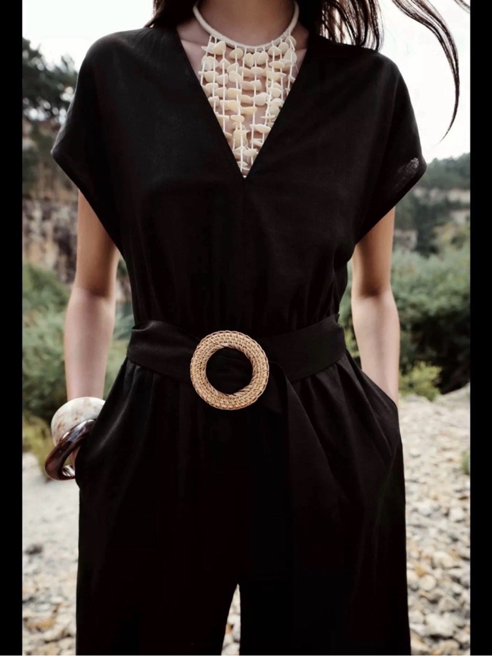 ZARA Black Wide-Leg Jumpsuit with Belt